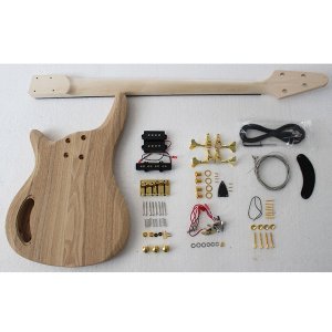 Diy Ash/Mahogany 4 String Bass Guitar Kits, Custom Flying V